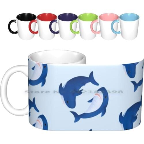 Brucie & Archie Blahaj Shark Pattern Ceramic Mugs Coffee Cups Milk Tea Mug Blahaj Shark Procreate Jaws Plushies Cute Kawaii