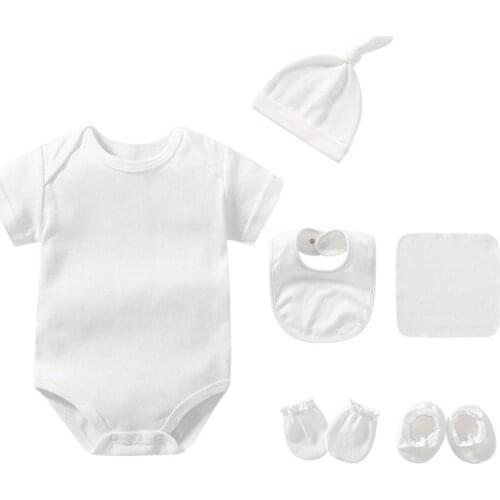 8pcs Newborn Suit Infantil Set With Hat Combed Cotton Clothes Baby Girl Outfit Baby Boys' Rompers