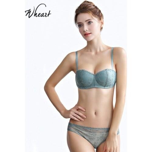 Roseheart New Women Fashion Black Pink Sexy Lingerie Wireless Lace Jacquard Straps Cotton Panties Backless Padded Bra Sets