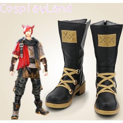 Game Costumes Final Fantasy G'raha Tia Cosplay Boots Shoes Leather Shoes Comic-Con Cosplay Accessories Halloween Party Shoes
