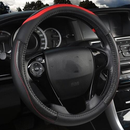 Leather Universal Car Steering-wheel Cover 38CM Car-styling Sport Auto Steering Wheel Covers Anti-Slip Automotive Accessories