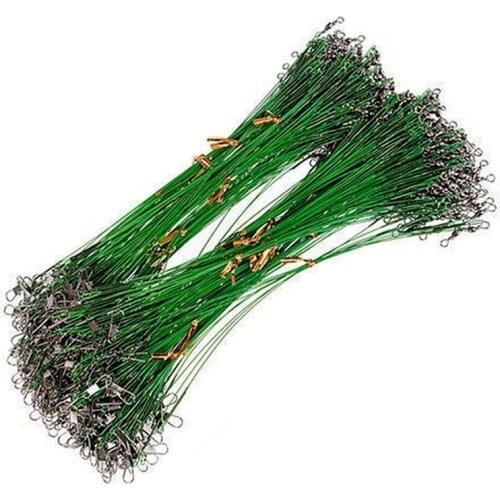 20PCS Anti Bite Steel Fishing Line Steel Wire Leader with Swivel Fishing Accessory Lead Core Leash Fishing Wire Line 15CM-25CM