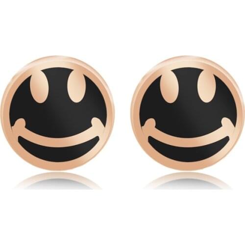 Best 18K Rose Gold Earrings AU750 Gold Smiley Stud Earrings