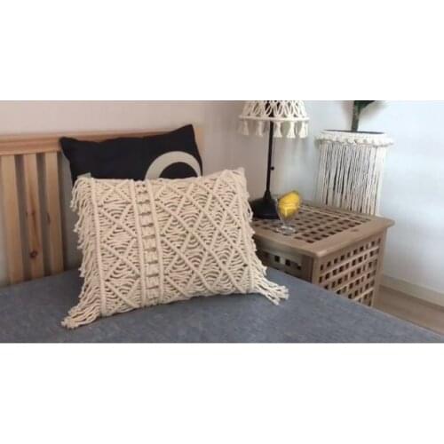 Macrame Pillow Cover Boho Cushion Cover 100% Cotton Wedding Pillow Cover Boho Home Decor, Custom Size and Color