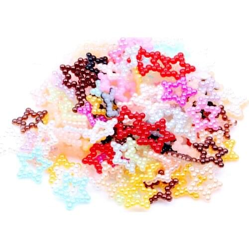 Multicolor 100pcs/lot Hollow Beaded five-star Imitation Half Round Pearls Flatback Beads For DIY Scrapbook Jewelry Accessories
