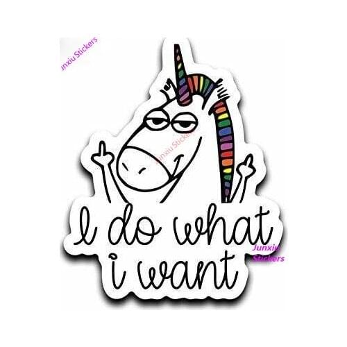 Fashion Car Sticker I Do What I Want Unicorn Middle Finger Bumper Reflective Waterproof Vinyl Decal Car Accessories PVC13x13cm