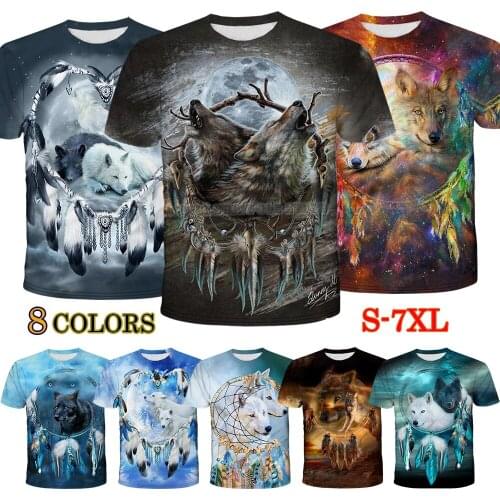 3D Wolf Fashion Printed T-Shirts for Men/women Personality Cool Printing Tee Shirt Unisex Short SleeveT-shirt Plus Size S-7XL