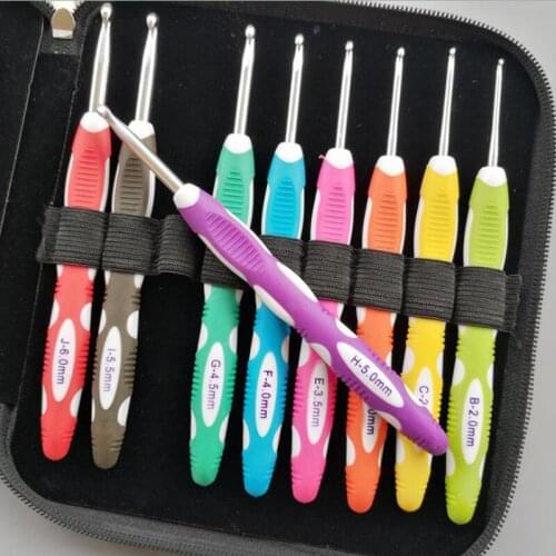 9 Color Set Of Two-Color Crochet Set Soft Handle Aluminum Diy Handmade Sweater Needle Knitting Tool