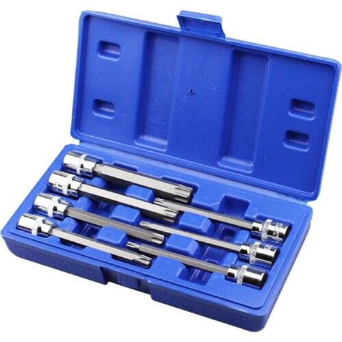 7pcs/set 3/8 inch Socket Tool Set Drive Extra Long Torx Star Bit Sockets Set T25 T30 T40 T45 T50 T55 T60 Hand Tools