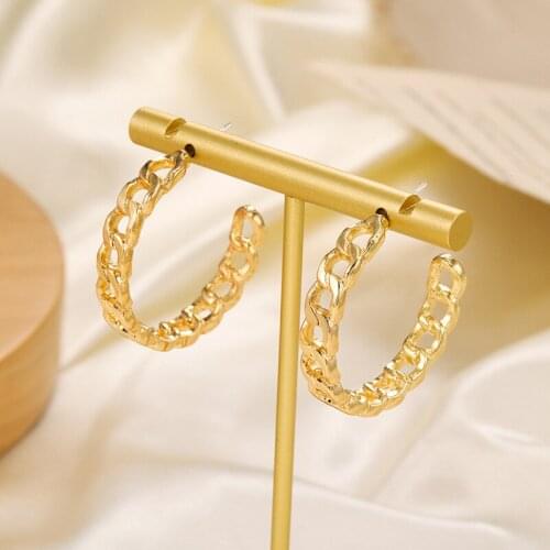 2021 New Fashion C-Shaped High-Grade Metal Earrings Chain Simple Hollow Cold Wind Temperament Ear Jewelry