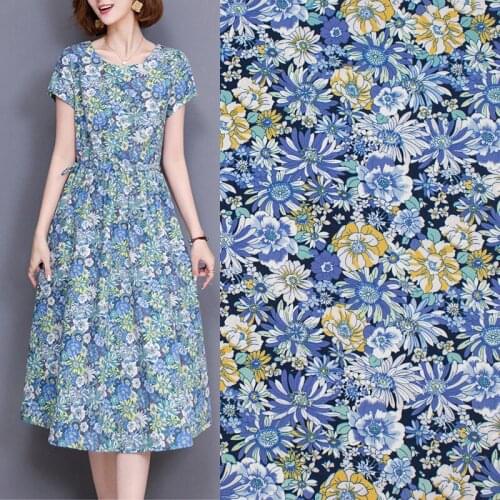 Purple Flowers Dyeing Pure Cotton Fabric For Dress Tissus Au MÈTre Telas Algodon Estampadas Ткань Для Шитья Sewing Tissu Tela