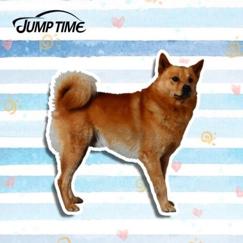 Jump Time 13cm x 12.7cm 3D Car Styling Finnish Spitz Dog Decal Car Sticker Vinyl Graphic For Car Window Door Bumper Laptop Decor