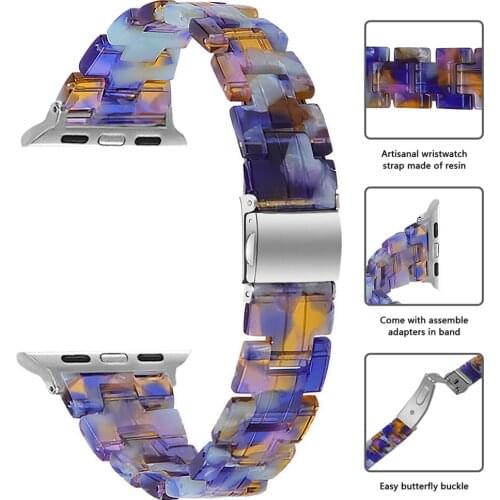 Resin Smallwaist Watch Strap for Apple Watch 44/40mm IWatch Series 6/5/4/3/2 SE Band 42/38mm Metal Buckle Wrist Bracelet