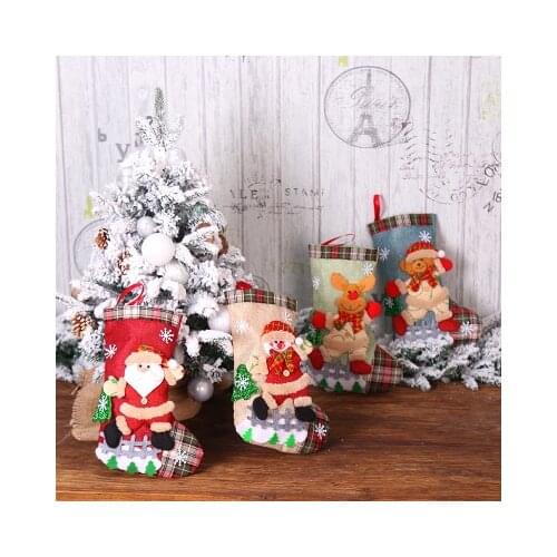 Christmas Stockings Santa Candy BagClaus Sock Gift Kids Candy Bag Xmas Noel Decoration for Home Christmas Tree Ornaments
