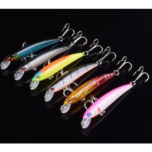 Good Quality 6pcs 7.5cm/4.7g Fishing Lures Minnow Lure 12 Colors Artificial Make Plastic Crankbait Wobblers Fishing Bait pesca