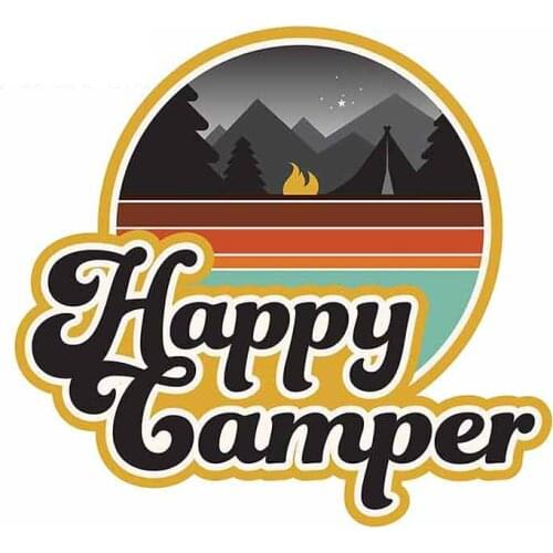 Happy Camper Bumper Car Stickers and Decal Laptop Creative Cartoon Graffiti Vinyl Car Wrap Decoration Accessories KK