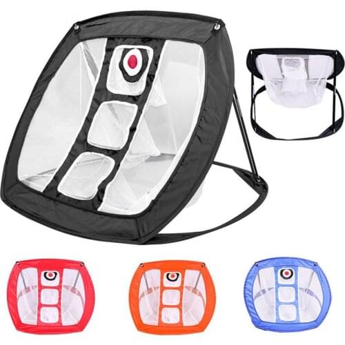 Golf Training Net Collapsible Accuracy Aid Nylon Swing Practice Golf Practice Cage Mat for Indoor Golf Training Net