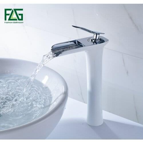 FLG Waterfall Basin Faucets Single handle Bathroom Faucet Basin Mixer Tap Bath Antique Faucet Brass Sink Water Crane 130-22C