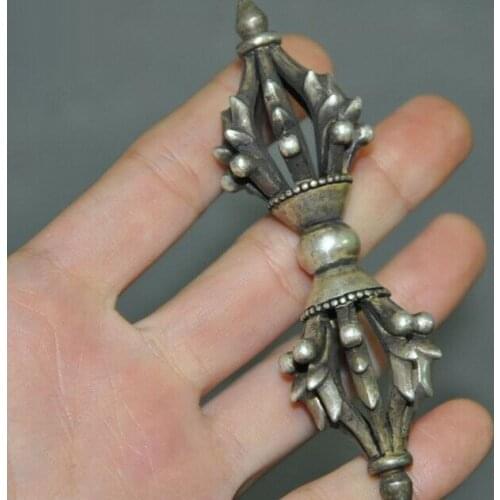 Old Tibet Tantra Buddhism Tibetan Silver Dorje Phurpa Pestle Vajra Exorcism FaQi