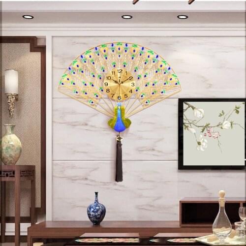 European style light luxury peacock clock wall clock living room home decoration wall watch fashion simple art wall clock