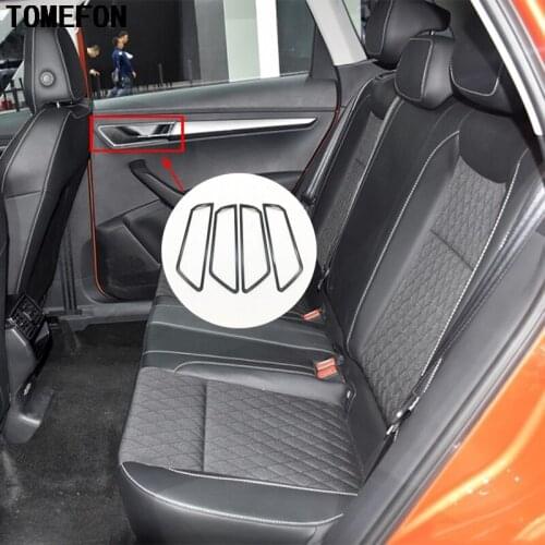 TOMEFON For Skoda Karoq 2017 2018 Europe Version Stainless Steel Car Inner Door Handle Frame Cover Sticker Trim