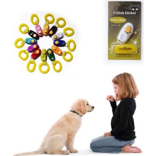 1pc Training Dog Clicker Pet Trainer Pet Dog Adjustable Sound Key Chain And Wrist Strap Doggy bell Click 14 colors