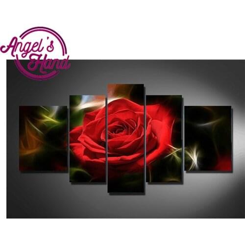 Surprising! New red rose needlework flower multi 5pcs cross stitch 5d diy diamond painting mosaic for living room weeding gifts