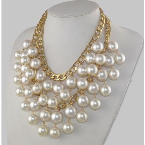 In Stock) 2 Broke Girls Caroline Cosplay Pearl Beads Golden Necklace Pendant For Costume Accessories