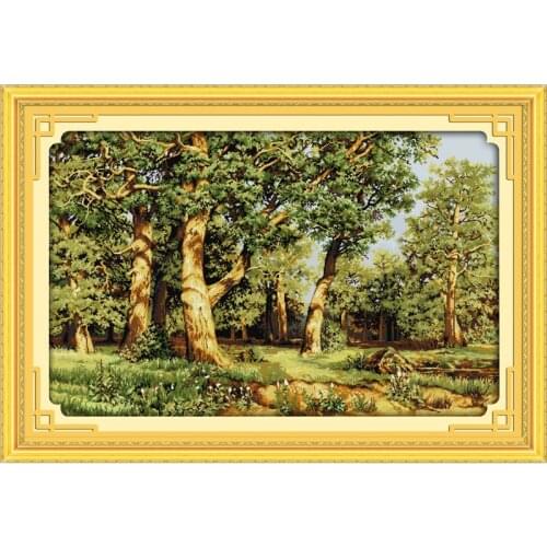Everlasting Love Christmas Oak Forest Ecological Cotton Chinese Cross Stitch Kit Printed 11CT 14CT DIY Home Wedding Decoration