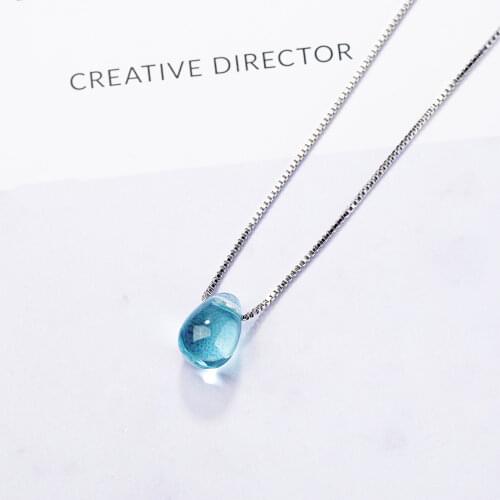 Vintage 925 Sterling Silver Blue Lucky Crystal Pendants And Necklaces For Women Wedding Fashion Jewelry 2021 Gifts Free Shipping