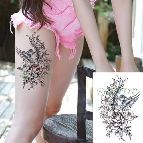 Waterproof Temporary Tattoo Sticker cute bird animal flower colorful fake tatto flash arm tatoo body art for girl women men