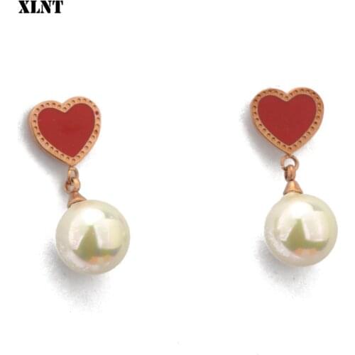 XLNT stud earrings for women Drip heart-shaped earrings Peach heart earrings Heart-shaped pendant jewelry accessories earrings