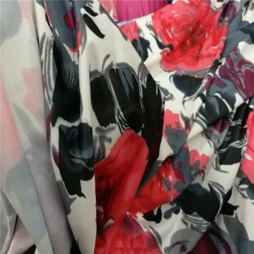 Encrypted South Korean ice silk big stretch cool and smooth knitted printed cloth fabric for sewing dress homedecor table cloth