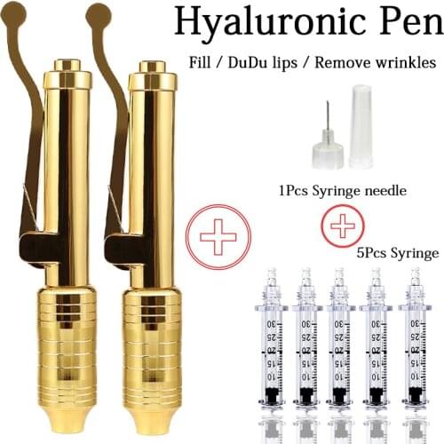 0.3ml Portable Golden Stainless Steel Hyaluronic Pen High-pressure Atomizer for Wrinkles Removal Lips filling and Facial Lifting