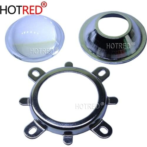 1Set 10W Round shape COB 44mm Glass LED Lens 60 Degree + 50mm Round Hole Reflector Collimator + Fixed Bracket for 10W High Power