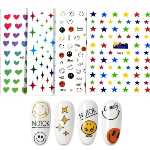 1PC Cute Cartoon Nail Decals Stickers Star Stickers for Nails Summer Nail Art Decoration
