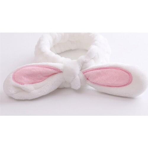 1Pc Wash Face Hair Holder Hairbands Soft Coral Fleece Bow Rabbit Ears Headband For Women Girls Turban Fashion Hair Accessories