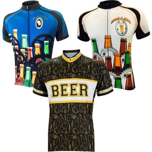 2018 summer mens black&blue beer cycling jersey Retro classic cycling clothing Short sleeve bike wear