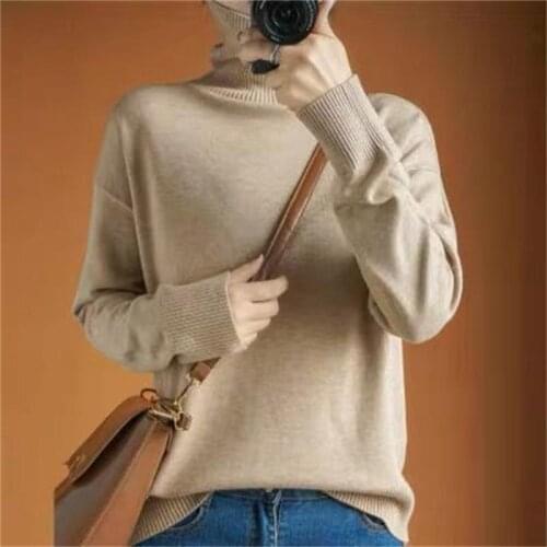 2019 new sweater women turtleneck pullover women Orange Cashmere sweater Fashion casual knitted sweater winter clothes women