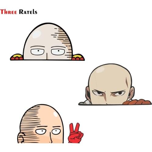 Three Ratels FC126 3D One Punch Man Sticker Peeker Funny Car Sticker DIY Waterproof Vinyl Material Car Assessoires Scratch-proof
