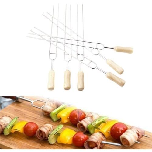 6Pcs/Set U Shape Fork Barbecue Tools Stainless Steel Meat Grill Outdoor Cooking Corn Holder BBQ Fork Tool