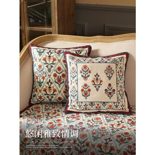 American Retro Pillow Sofa Living Room Pillows Nordic Light Luxury Bedside Cushion Office Waist Cushion Bedroom Cushion Case