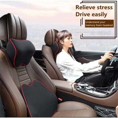 Car Neck Headrest Pillow Auto Seat Head Support Neck Protector Car Pillow Lumbar Pad Automobiles Seat Neck Rest Memory Cotton