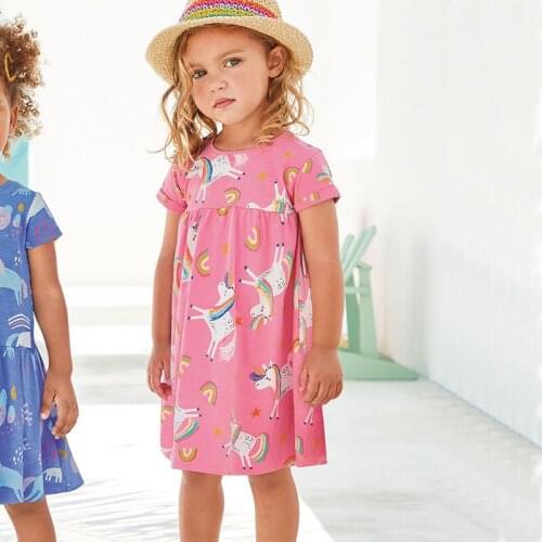 Kids Clothes Summer Dress for Girls 2021 New Mesh Cartoon Unicorn Dress for Girls 8 Years Princess Dresses