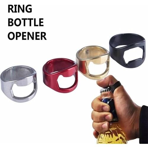 DHL 500PCS Stainless Steel Creative Versatile Finger Ring Bottle Opener Bar Beer Tools