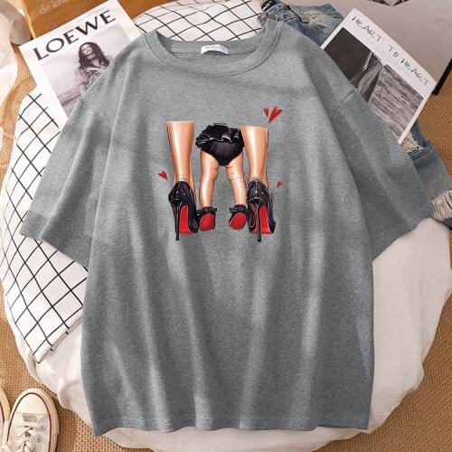 Baby GirlS Legs And The High Heel Print T Shirts Summer Soft T-Shirt Male Vintage Comfortable Tops O-Neck Fashion Men T-Shirts