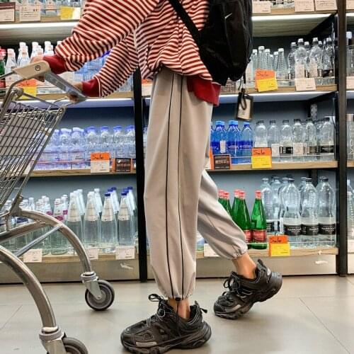 Harajuku Black Grey Harem Pants Men Japanese Streetwear Joggers Pants 2021 Autumn Man Vintage Side Striped Sweatpants