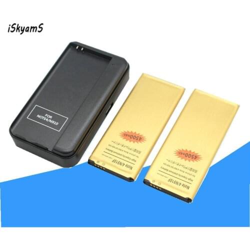 ISkyamS 2x EB-BN910BBE Note4 Gold Battery + Charger for Samsung Galaxy Note 4 N910H N910A N910C N910U N910F N910X N910V N910P