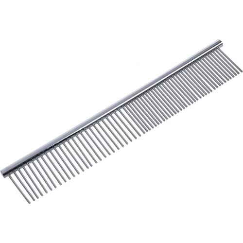 Beauty Tool Metal Grooming Rake Comb Silver Tone for Pet Cat Dog