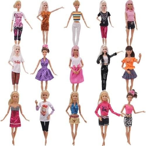 Doll 1 PCS Barbies Dress Bow-knot Designs Wave Point Outfit Short Dress Skirt Daily Casual Wear Ken Accessories Girl`s Toy DIY